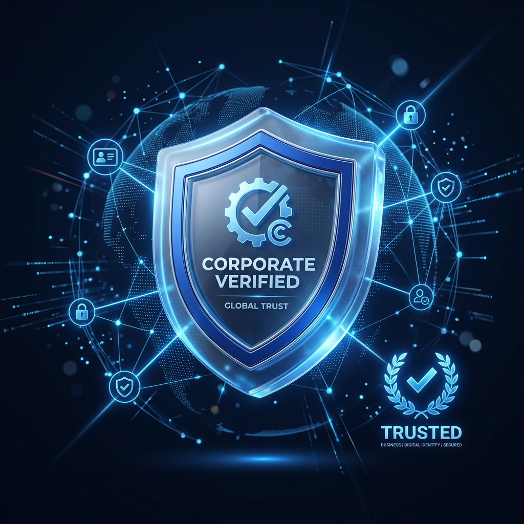 Corporate business verification and global identity concept visual